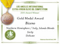 Biceno - 2015 Gold Medal Delicate Blend - Los Angeles International Extra Virgin Olive Oil competition