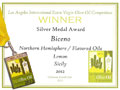 Biceno - 2013 Silver Medal Aromatizzato Limone - Los Angeles International Extra Virgin Olive Oil competition