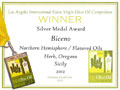 Biceno - 2013 Silver Medal Aromatizzato Origano - Los Angeles International Extra Virgin Olive Oil competition