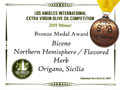 Biceno - 2014 Bronze medal Aromatizzato Origano - Los Angeles International Extra Virgin Olive Oil competition